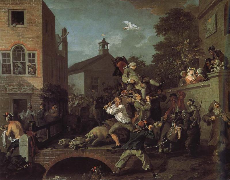 William Hogarth The auspices of the members of the election campaign oil painting image